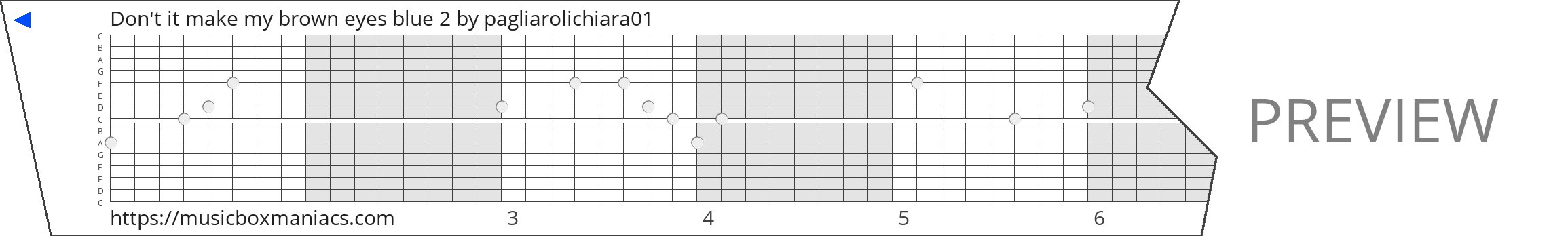 Don't it make my brown eyes blue 2 15 note music box paper strip