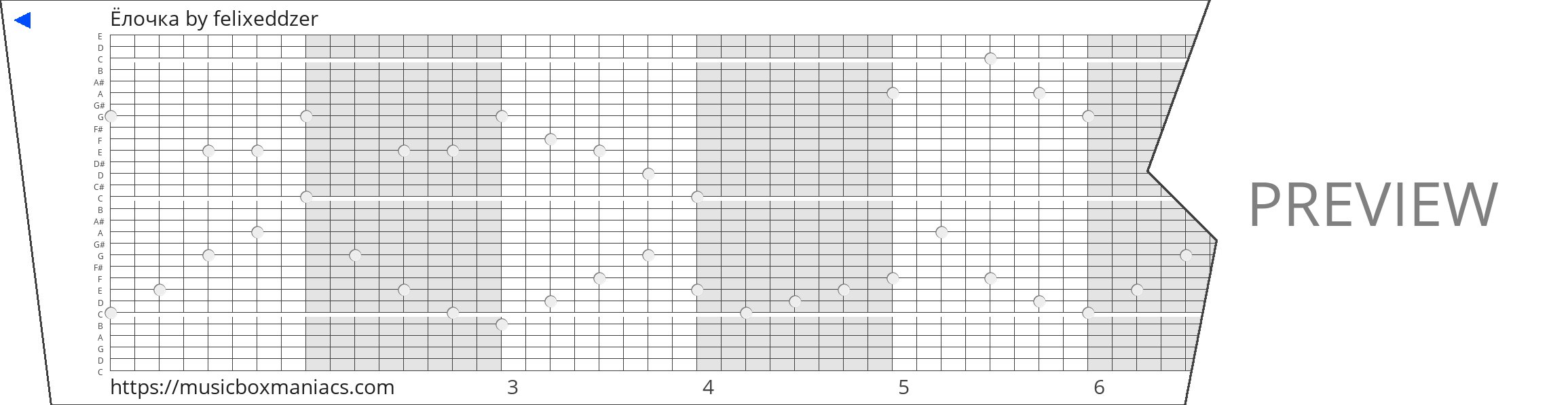 Ёлочка 30 note music box paper strip