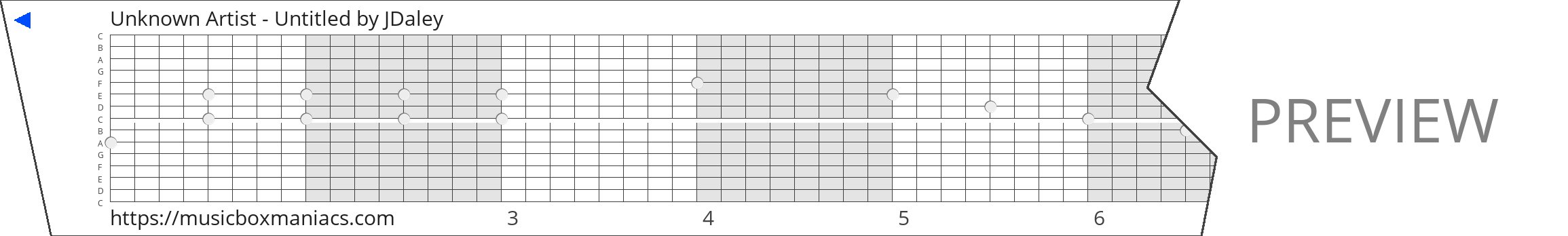 Unknown Artist - Untitled 15 note music box paper strip