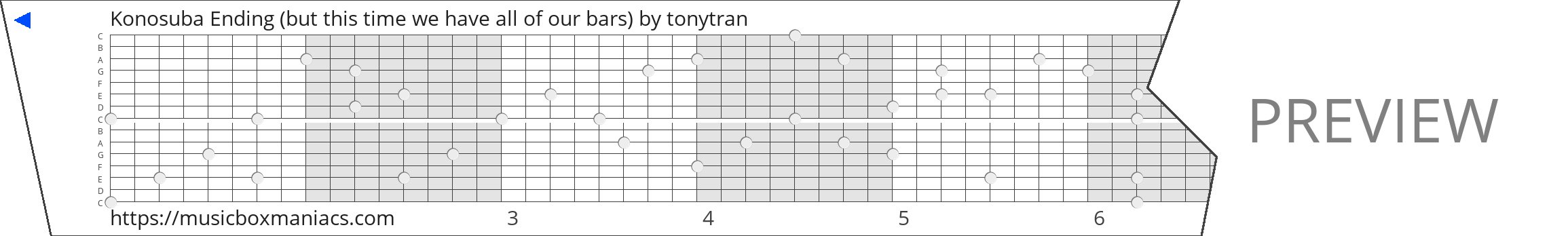 Konosuba Ending (but this time we have all of our bars) 15 note music box paper strip