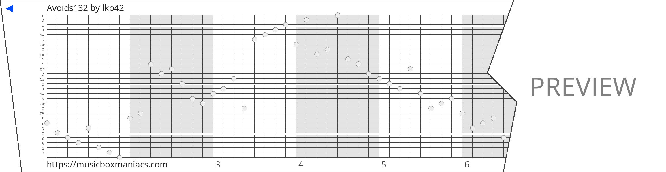 Avoids132 30 note music box paper strip