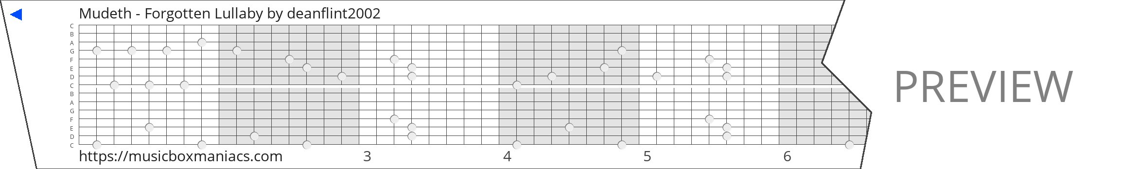Mudeth - Forgotten Lullaby 15 note music box paper strip