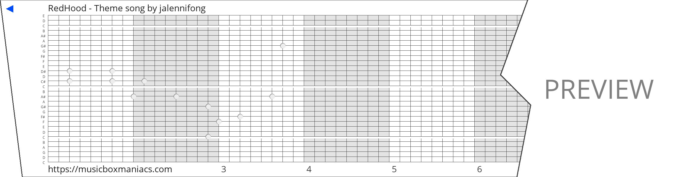 RedHood - Theme song 30 note music box paper strip