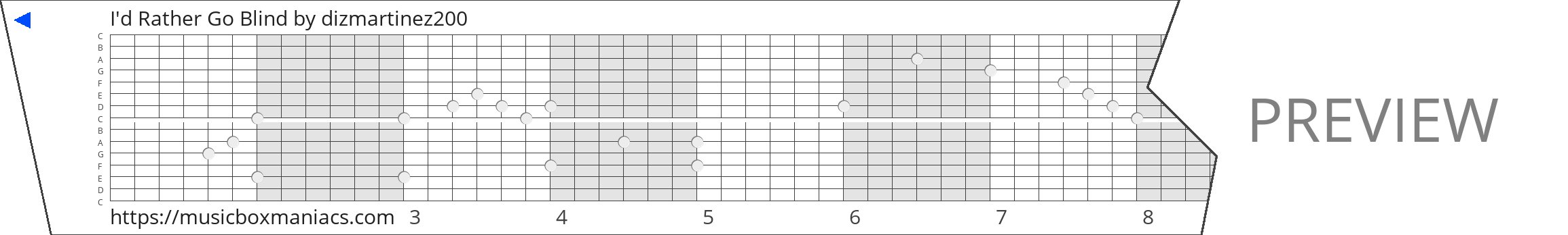 I'd Rather Go Blind 15 note music box paper strip