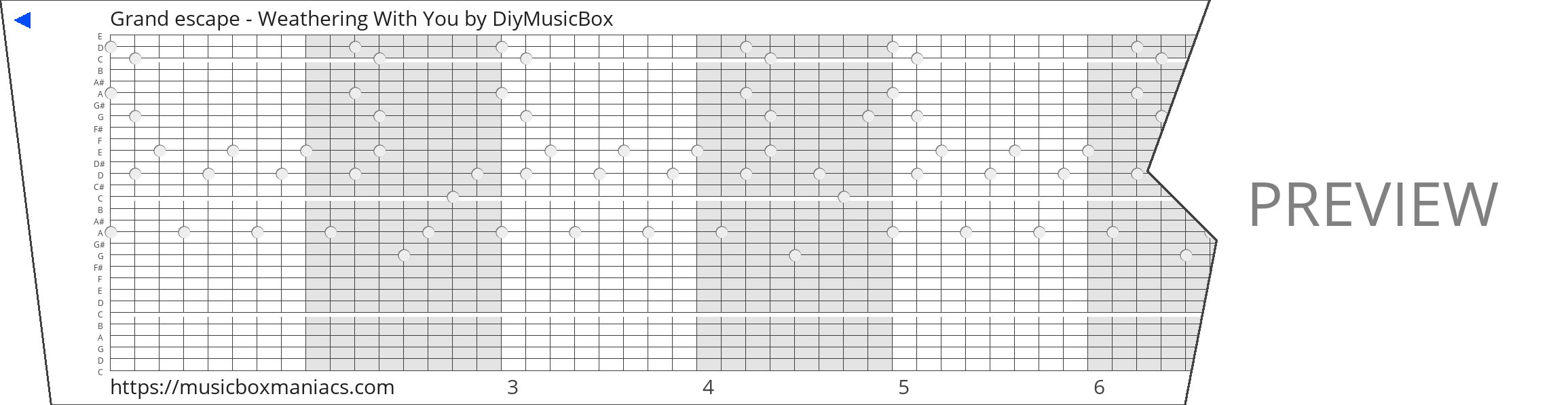 Grand escape - Weathering With You 30 note music box paper strip