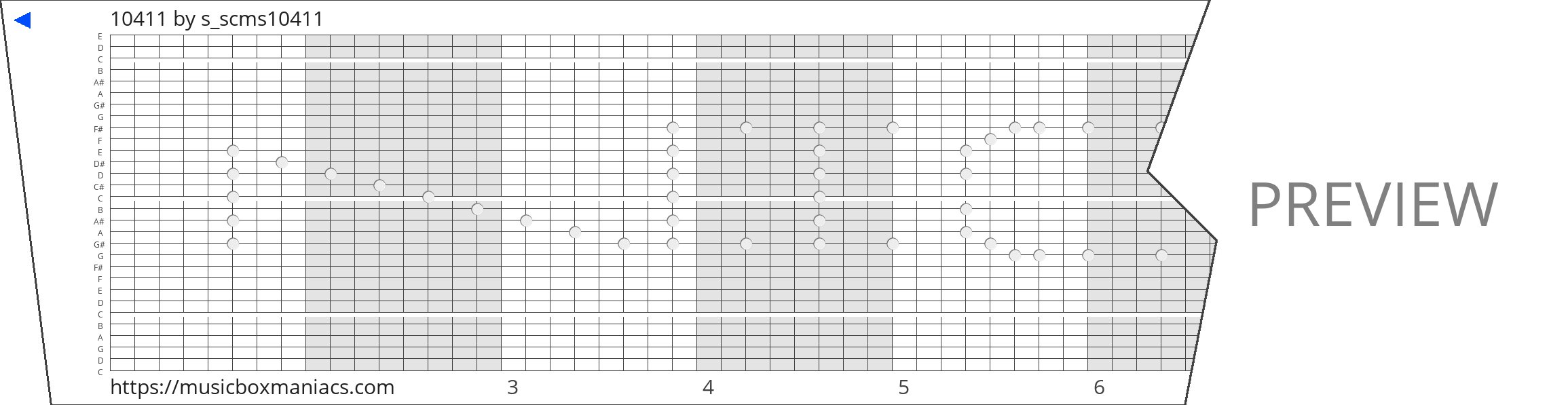 10411 30 note music box paper strip