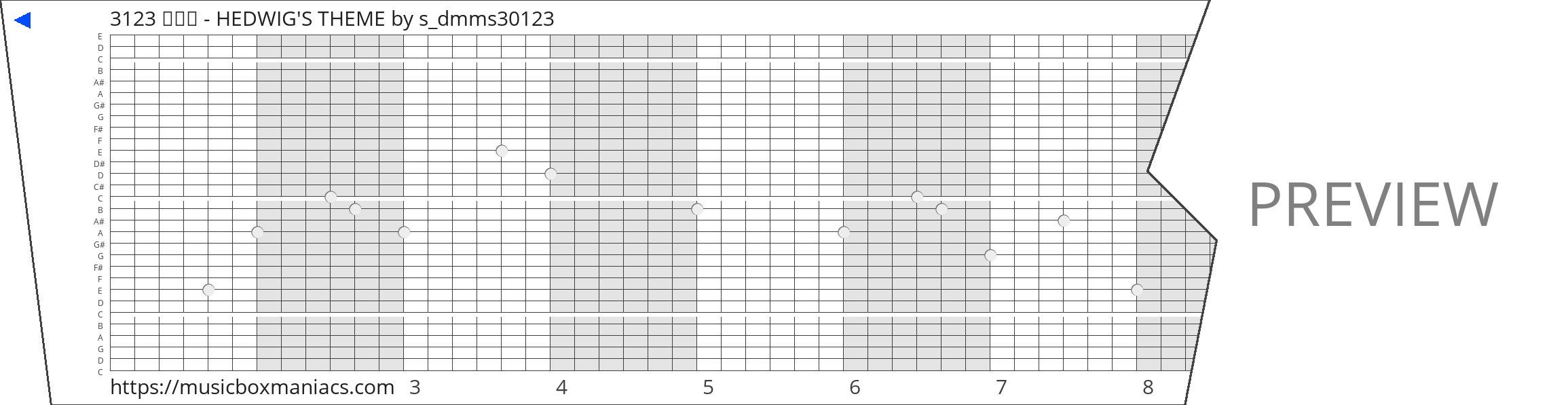 3123 김지유 - HEDWIG'S THEME 30 note music box paper strip