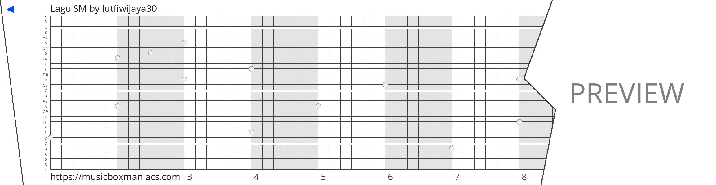 Lagu SM 30 note music box paper strip