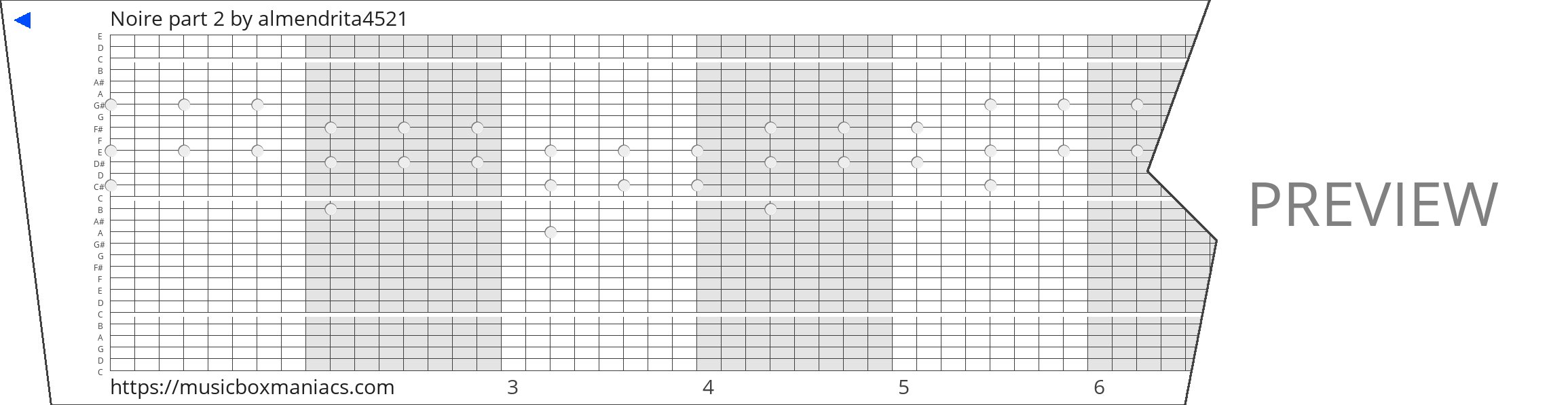 Noire part 2 30 note music box paper strip