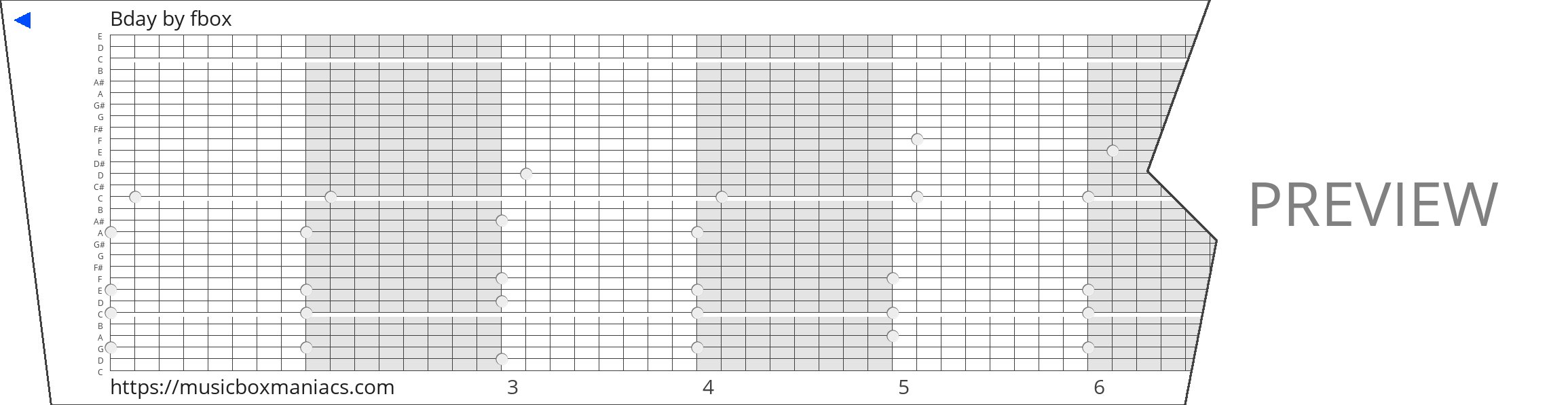 Bday 30 note music box paper strip