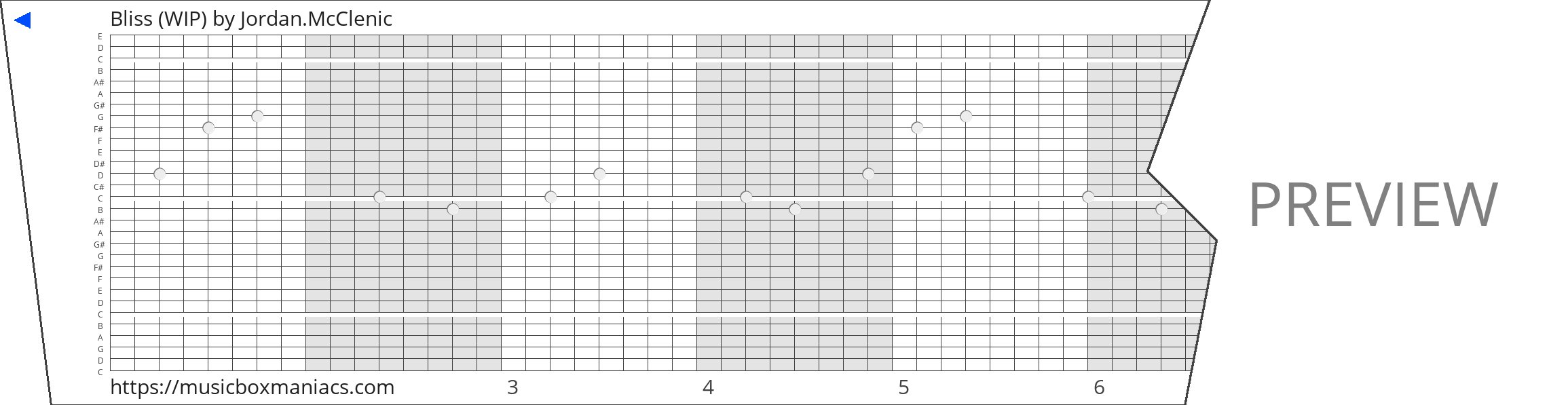 Bliss (WIP) 30 note music box paper strip