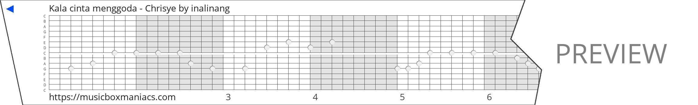 Kala cinta menggoda - Chrisye 15 note music box paper strip