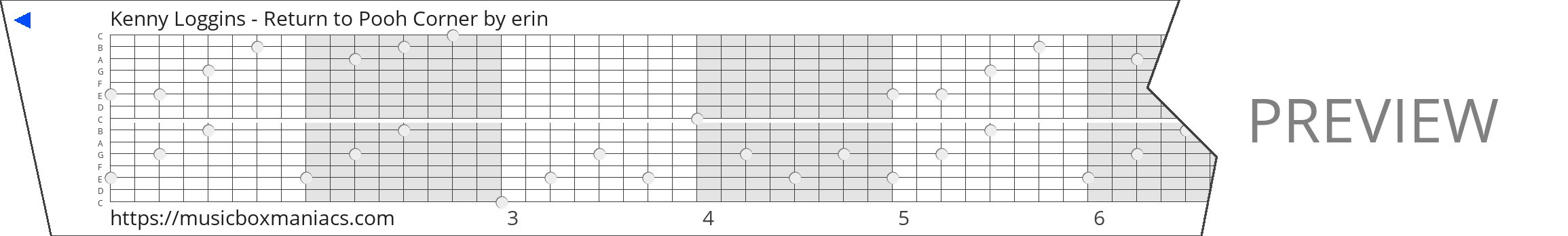 Kenny Loggins - Return to Pooh Corner 15 note music box paper strip