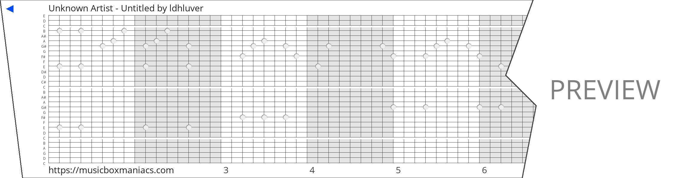 Unknown Artist - Untitled 30 note music box paper strip