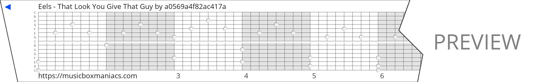 Eels - That Look You Give That Guy 15 note music box paper strip