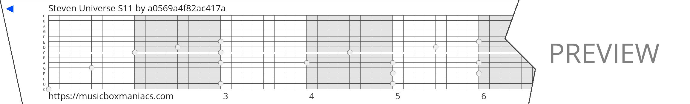 Steven Universe S11 15 note music box paper strip