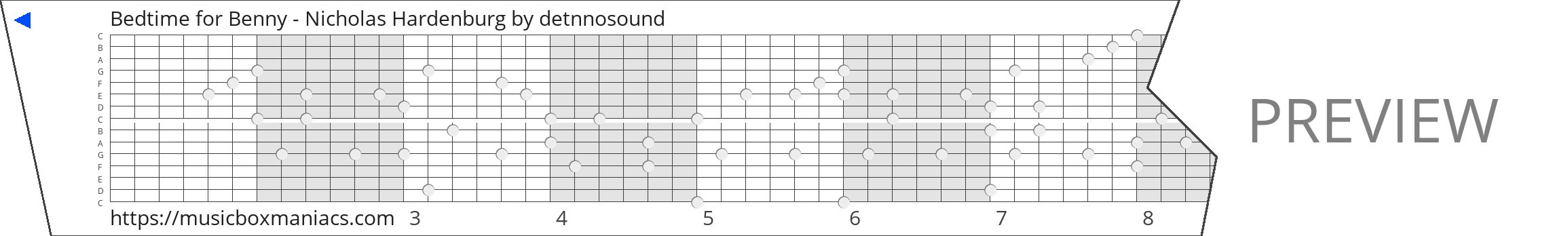 Bedtime for Benny - Nicholas Hardenburg 15 note music box paper strip