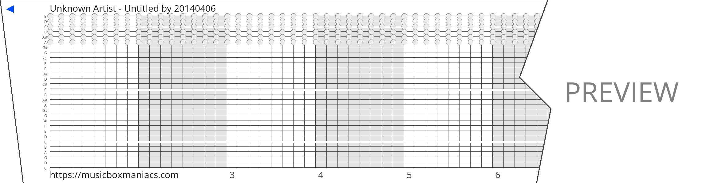 Unknown Artist - Untitled 30 note music box paper strip