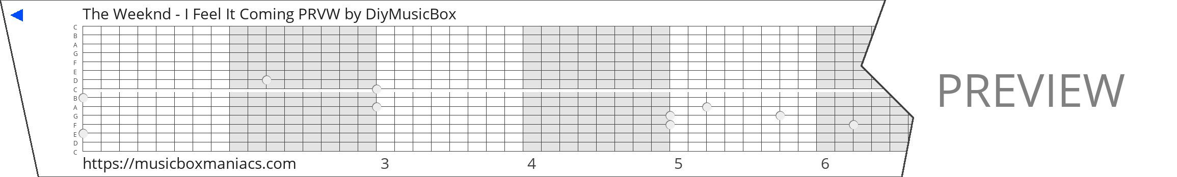 The Weeknd - I Feel It Coming PRVW 15 note music box paper strip