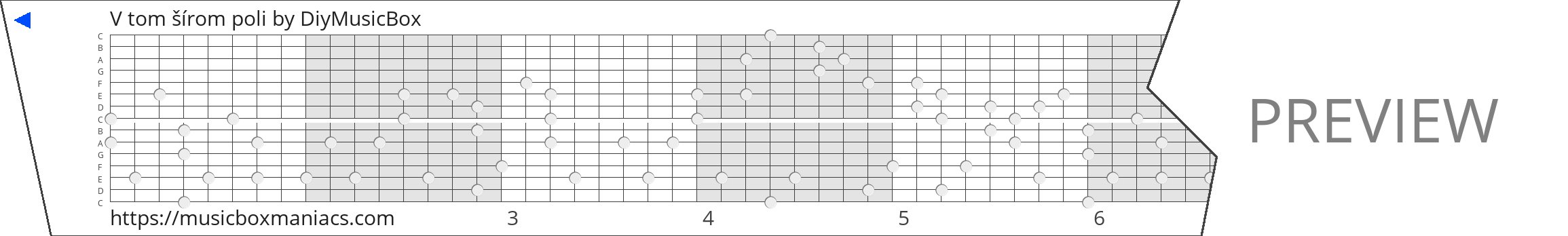 V tom šírom poli 15 note music box paper strip
