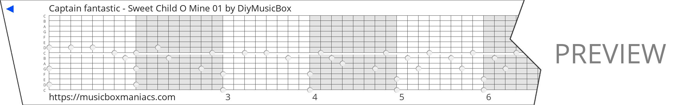 Captain fantastic - Sweet Child O Mine 01 15 note music box paper strip