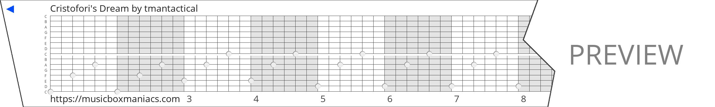 Cristofori's Dream 15 note music box paper strip