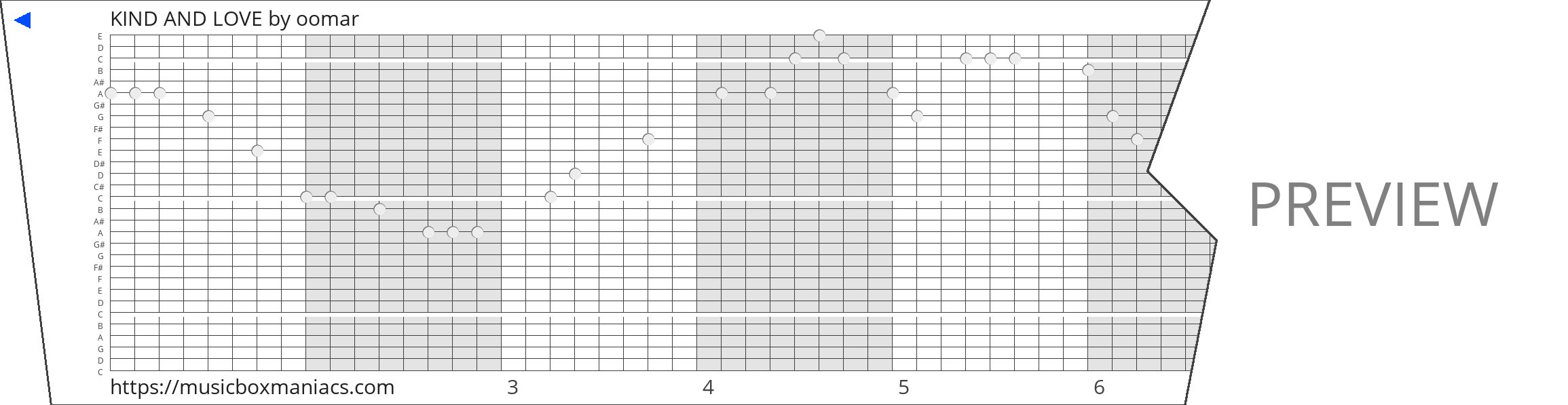 KIND AND LOVE 30 note music box paper strip