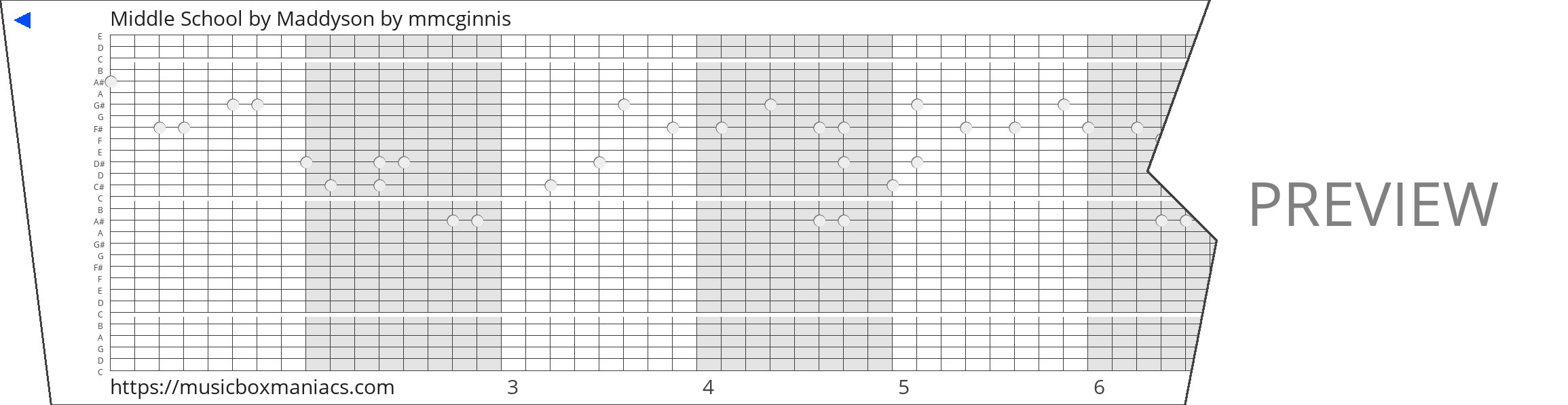 Middle School by Maddyson 30 note music box paper strip