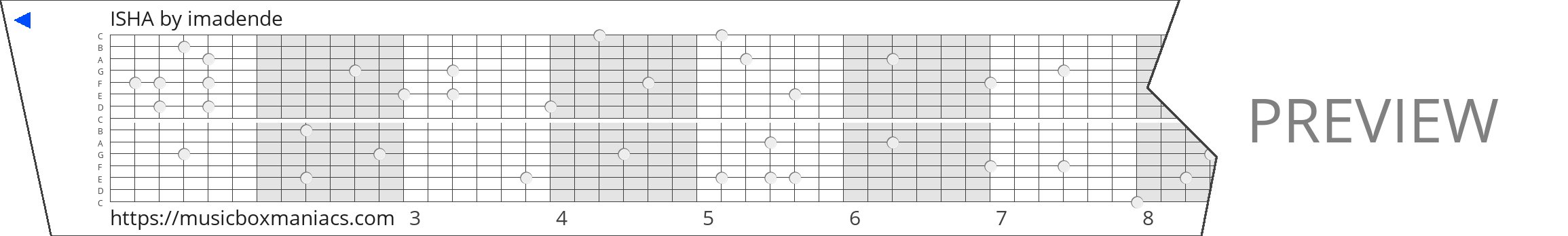 ISHA 15 note music box paper strip