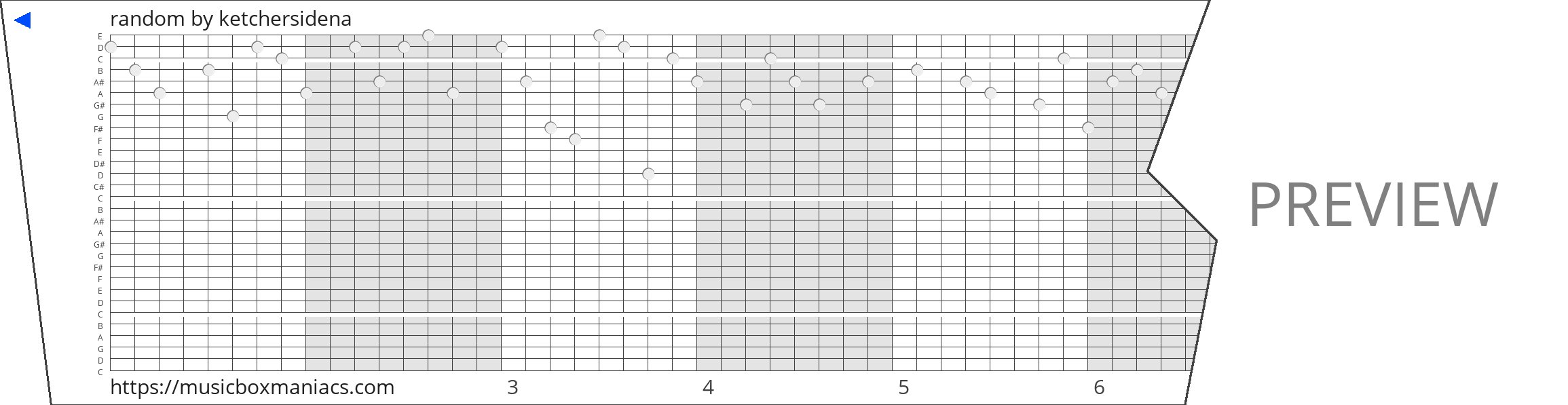 random 30 note music box paper strip