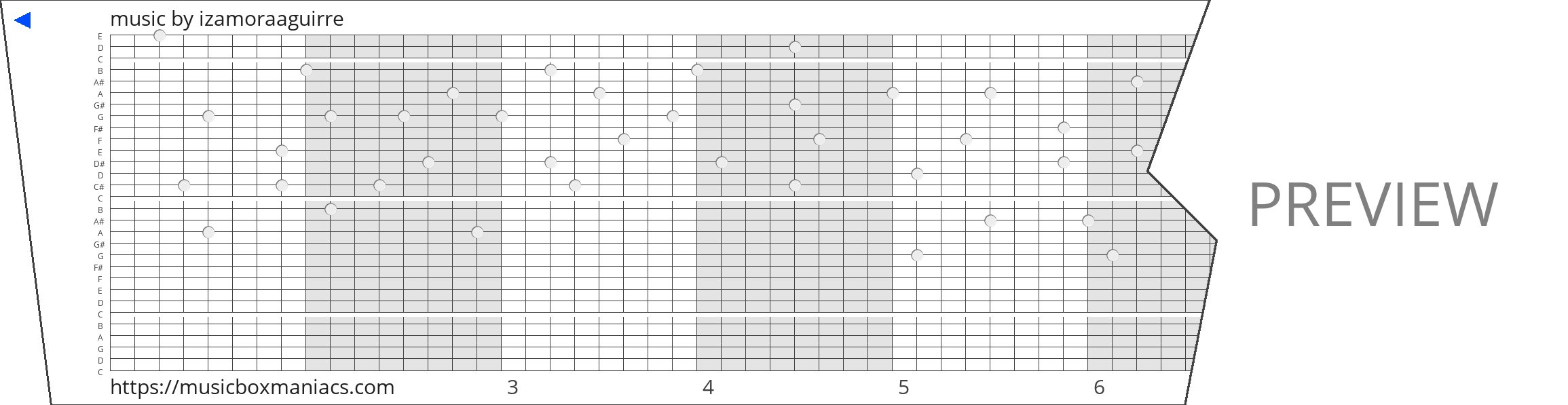 music 30 note music box paper strip