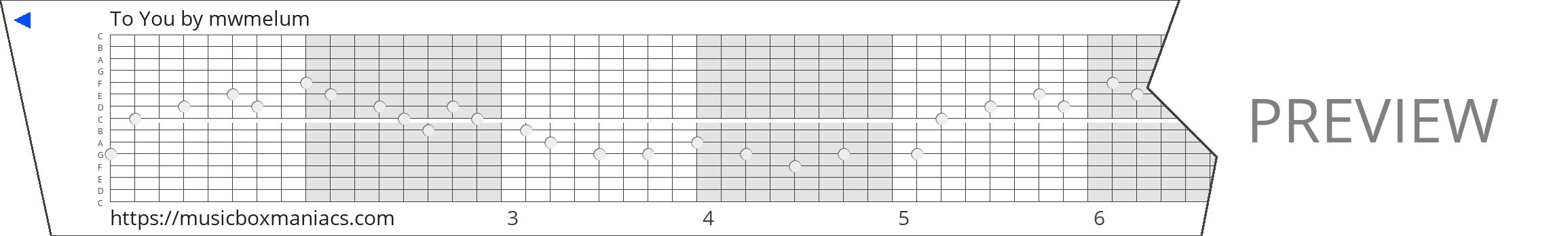To You 15 note music box paper strip
