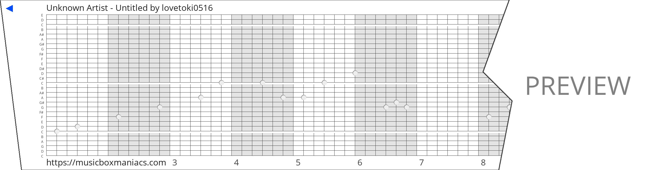 Unknown Artist - Untitled 30 note music box paper strip