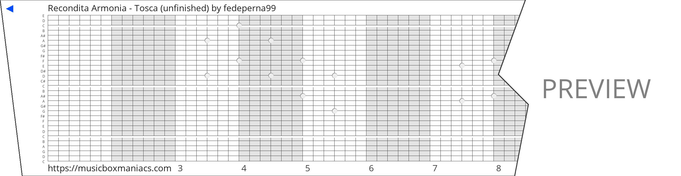Recondita Armonia - Tosca (unfinished) 30 note music box paper strip