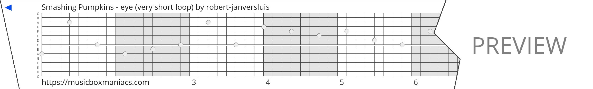 Smashing Pumpkins - eye (very short loop) 15 note music box paper strip