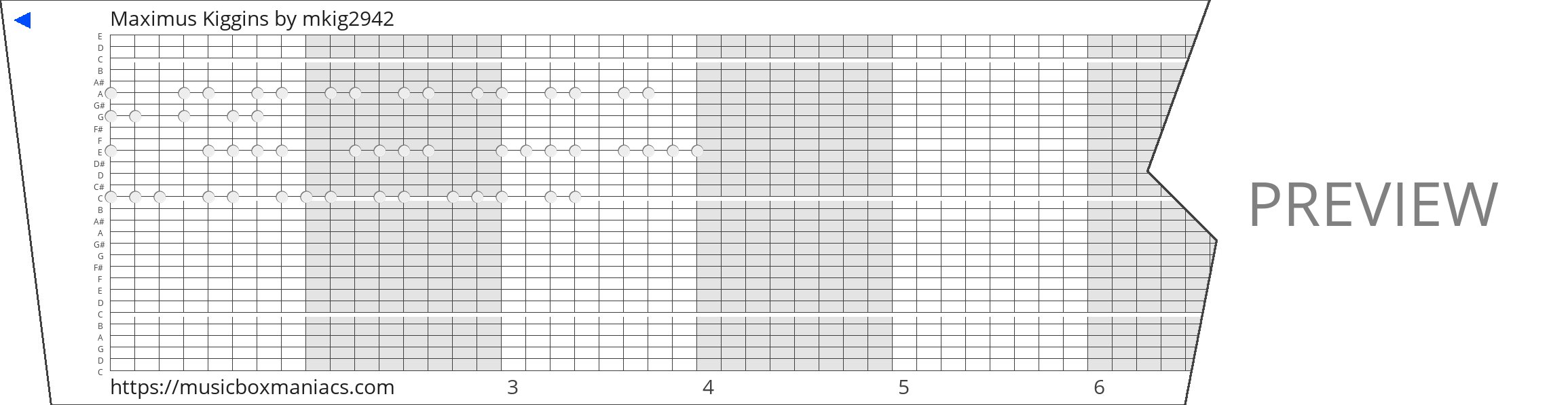 Maximus Kiggins 30 note music box paper strip