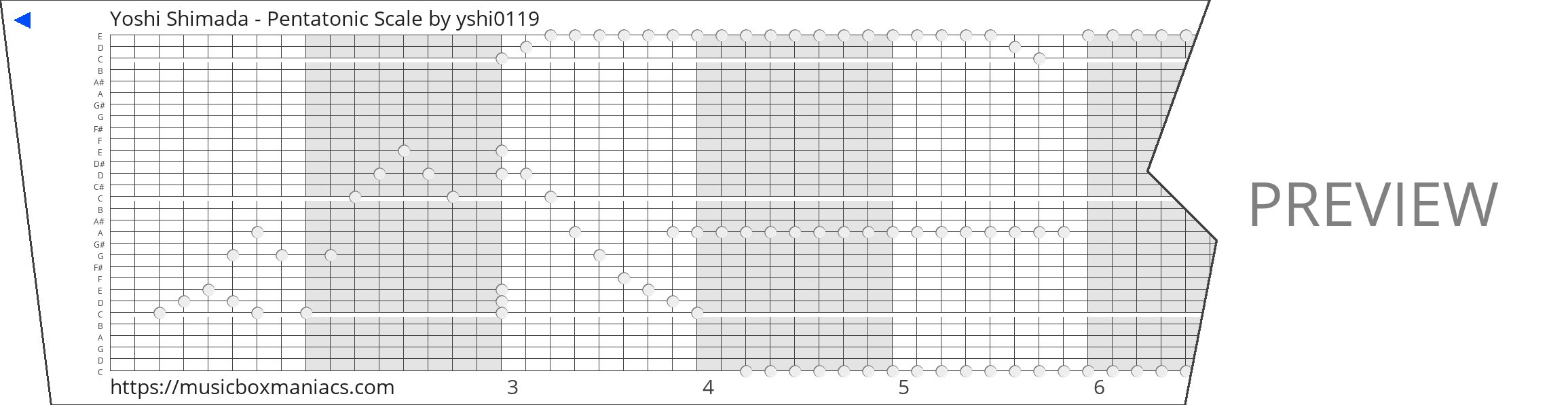 Yoshi Shimada - Pentatonic Scale 30 note music box paper strip