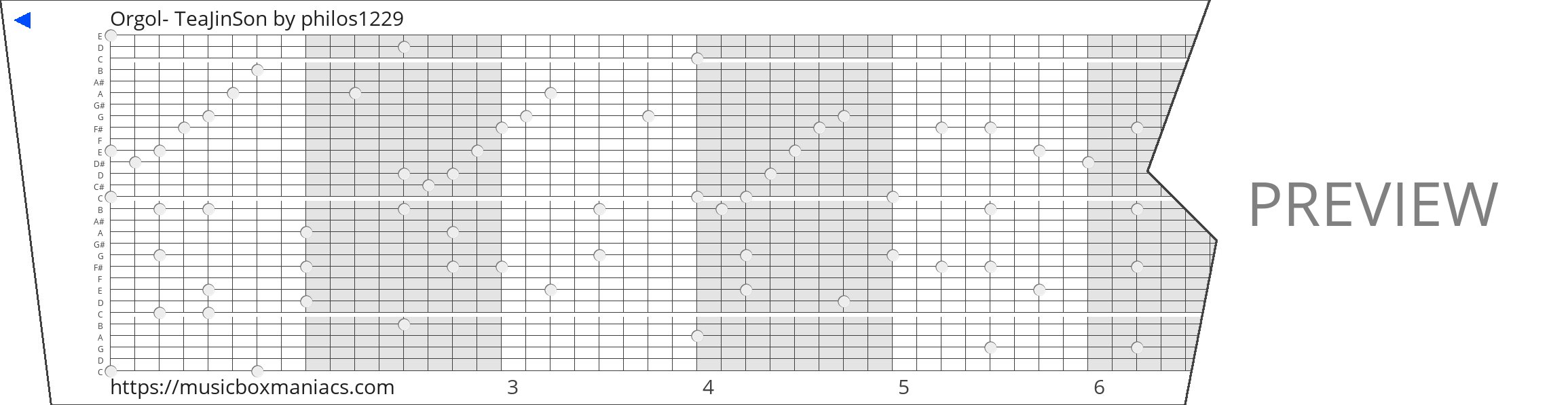Orgol- TeaJinSon 30 note music box paper strip