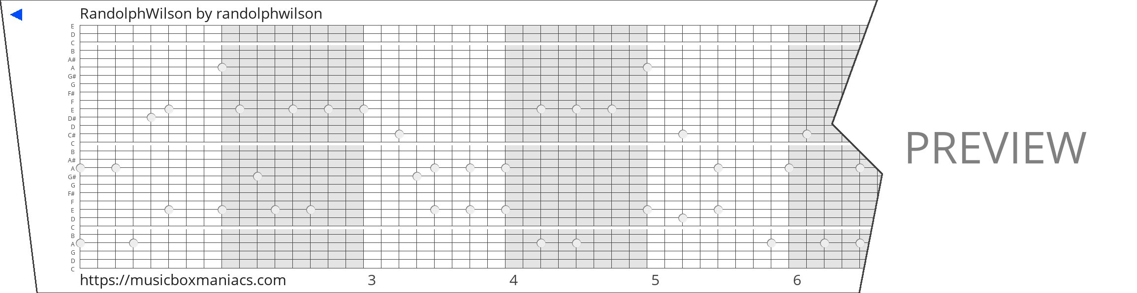 RandolphWilson 30 note music box paper strip