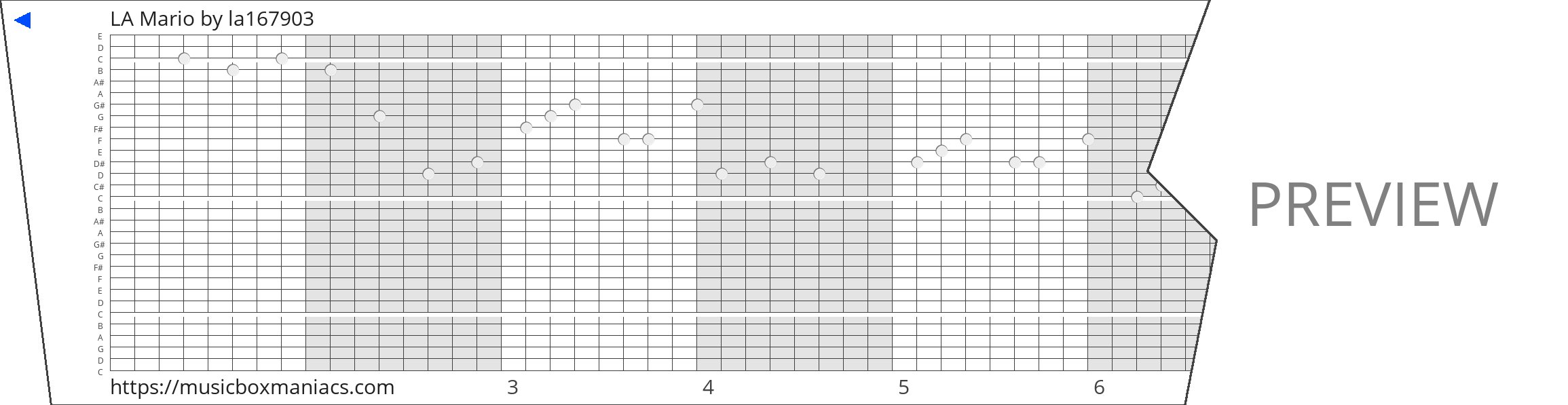 LA Mario 30 note music box paper strip