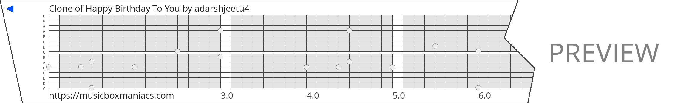 Clone of Happy Birthday To You 15 note music box paper strip
