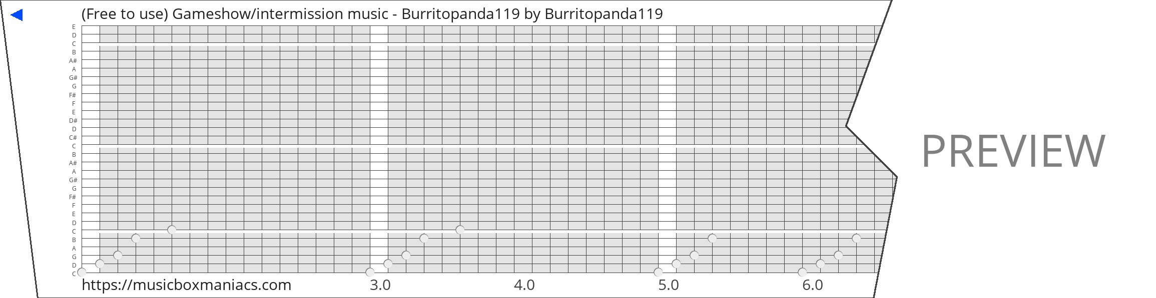(Free to use) Gameshow/intermission music - Burritopanda119 30 note music box paper strip