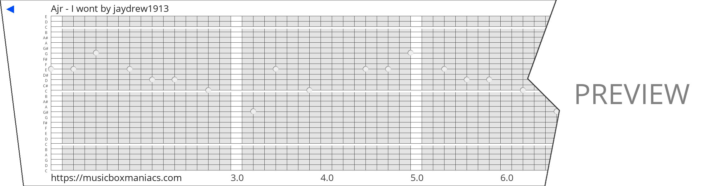 Ajr - I wont 30 note music box paper strip