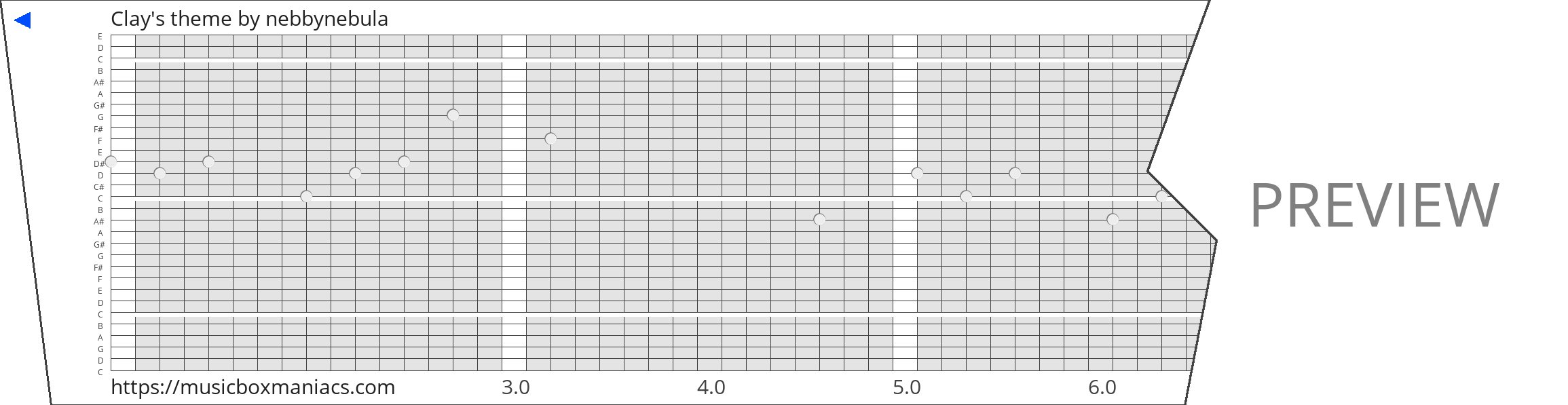 Clay's theme 30 note music box paper strip