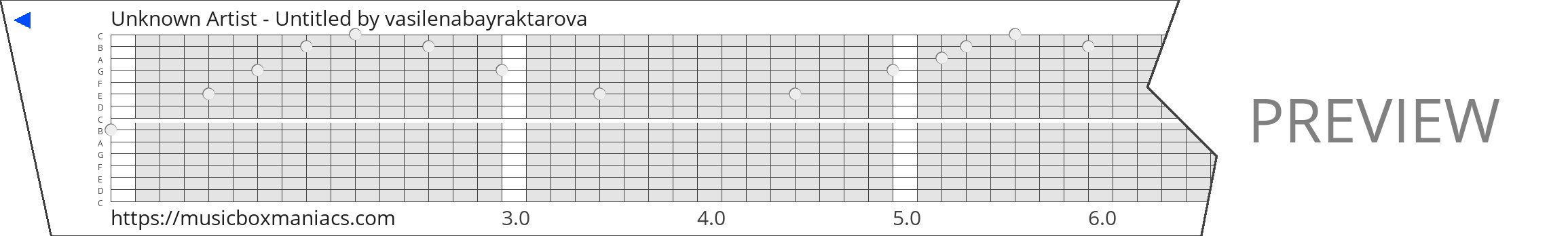 Unknown Artist - Untitled 15 note music box paper strip