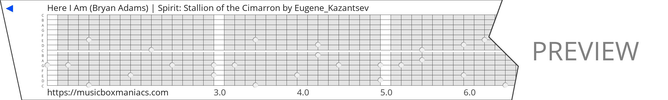 Here I Am (Bryan Adams) | Spirit: Stallion of the Cimarron 15 note music box paper strip