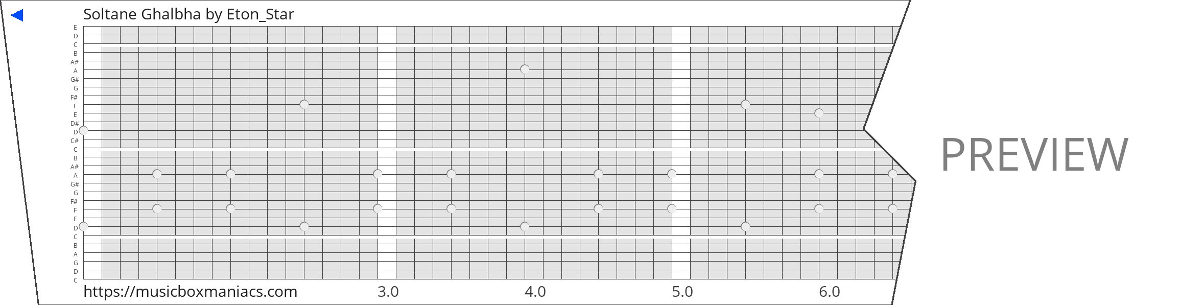 Soltane Ghalbha 30 note music box paper strip
