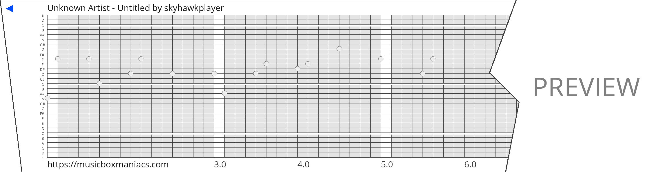 Unknown Artist - Untitled 30 note music box paper strip