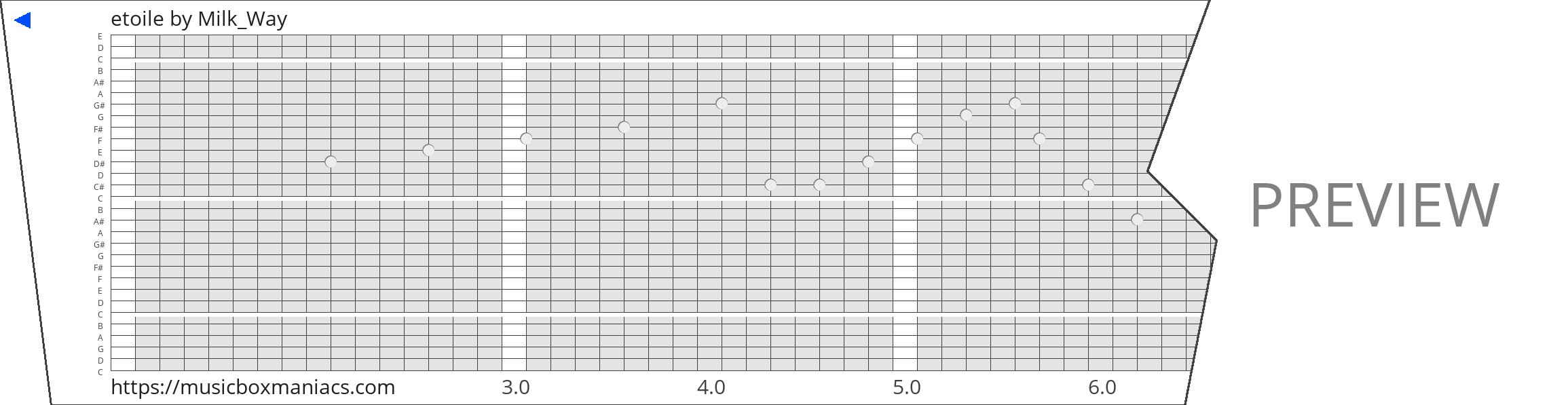 etoile 30 note music box paper strip