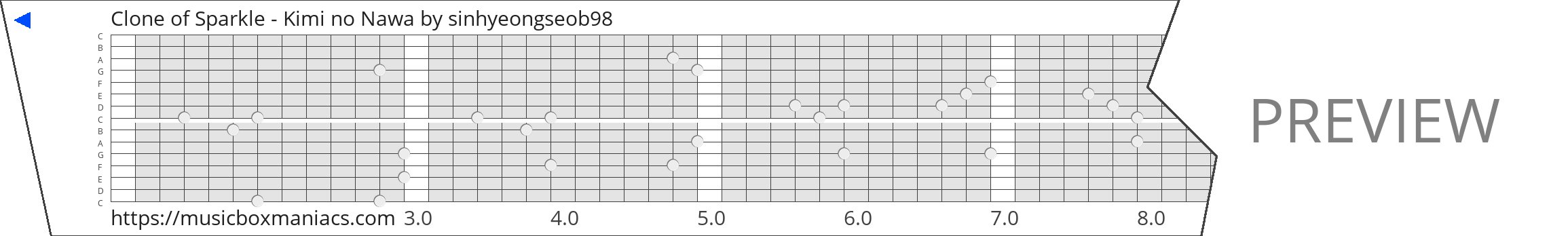 Clone of Sparkle - Kimi no Nawa 15 note music box paper strip